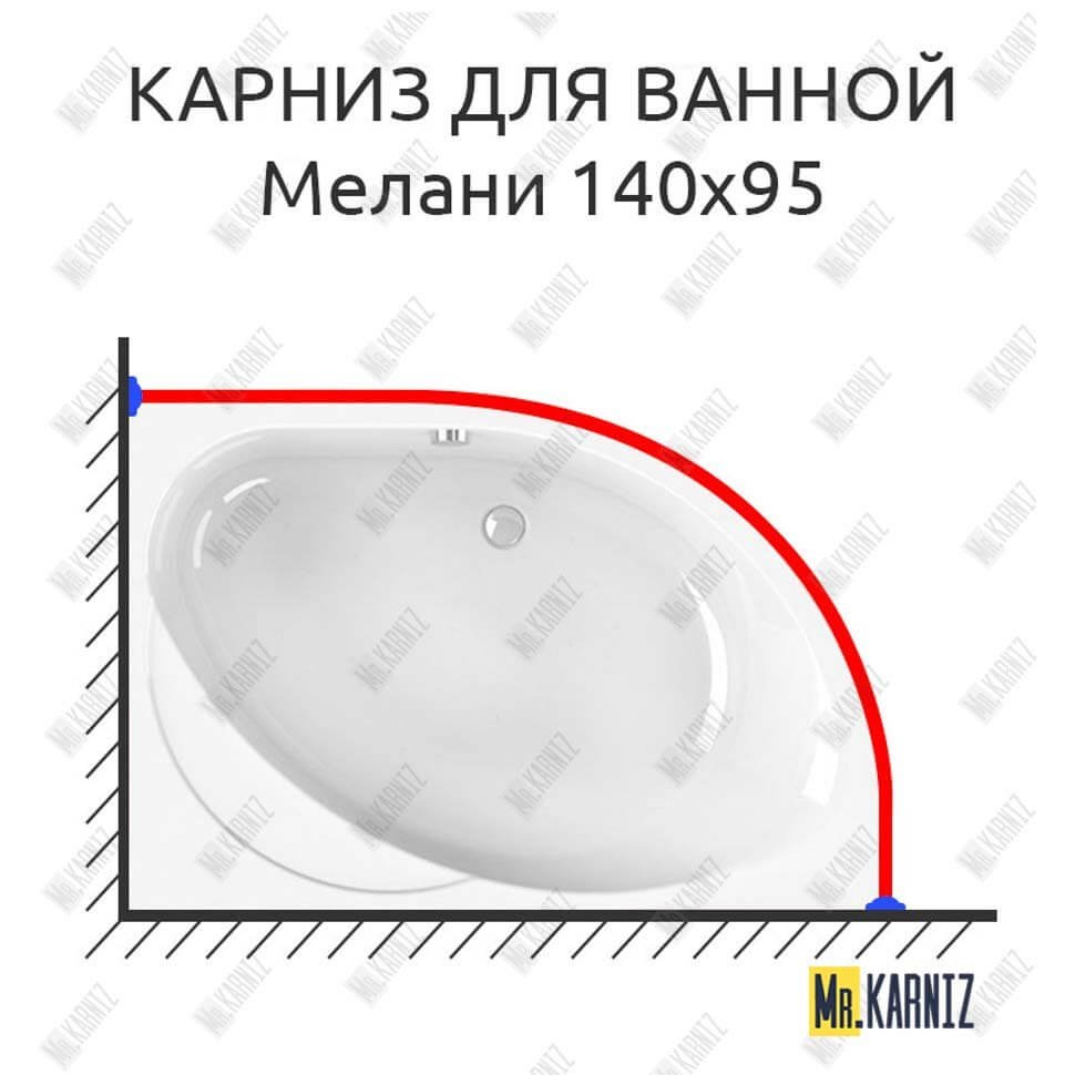 Карниз для ванной Vannesa Мелани 140х95 Усиленный 20 мм MrKARNIZ
